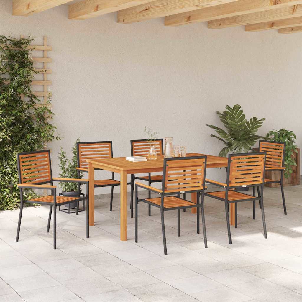 Have Spisebordssæt 7 pcs Sort Poly rattan