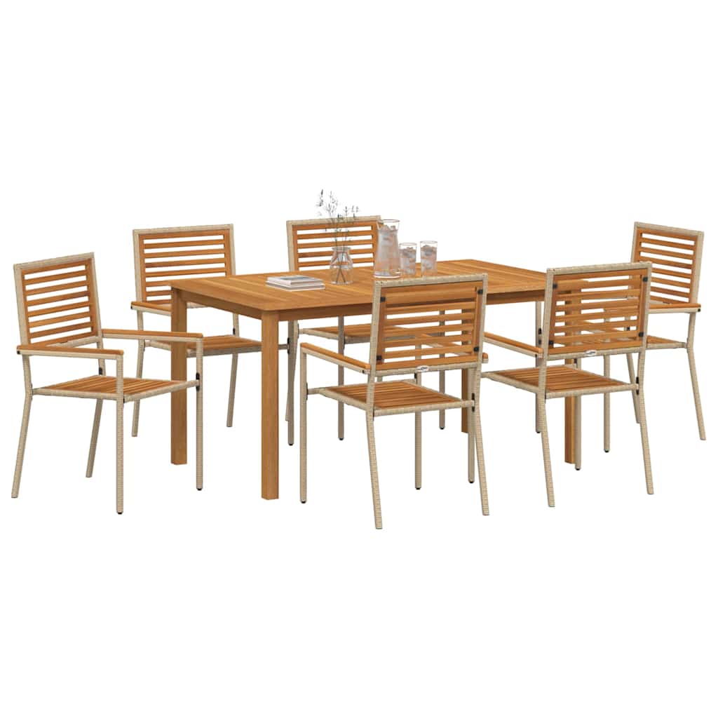 Have Spisebordssæt 7 pcs Beige Poly rattan