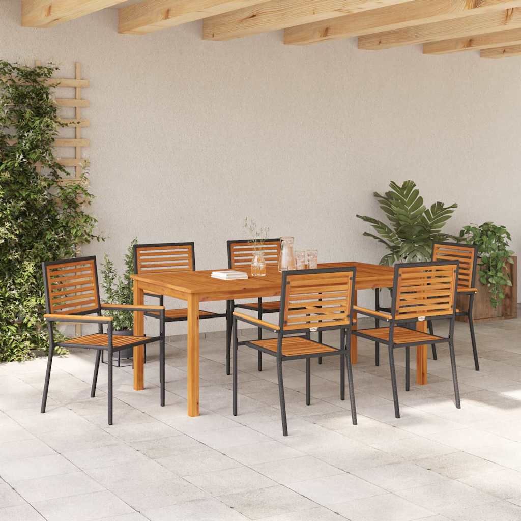 Have Spisebordssæt 7 pcs Sort Poly rattan