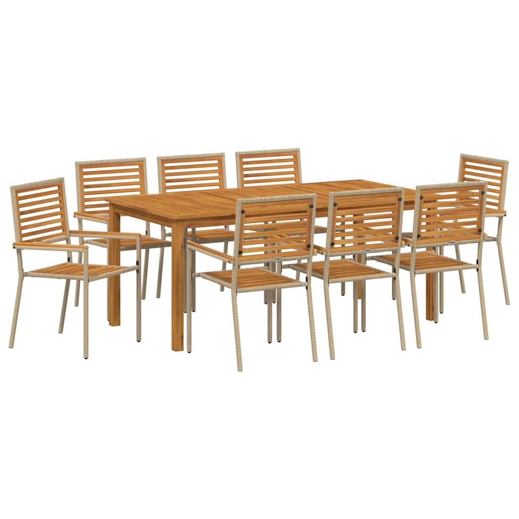 Have Spisebordssæt 9 pcs Beige Poly rattan