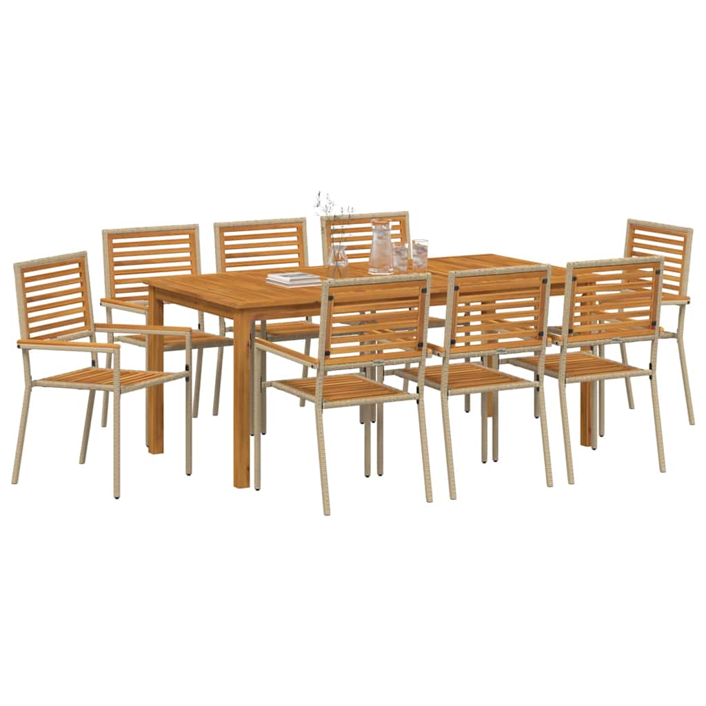 Have Spisebordssæt 9 pcs Beige Poly rattan