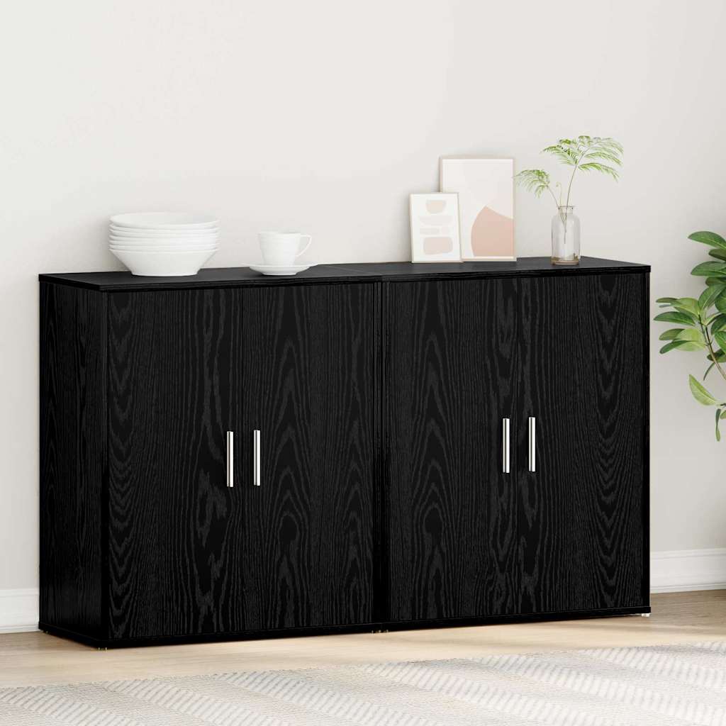 Highboard 2 pcs Sort eg 60 x 31 x 70 cm Konstrueret træ