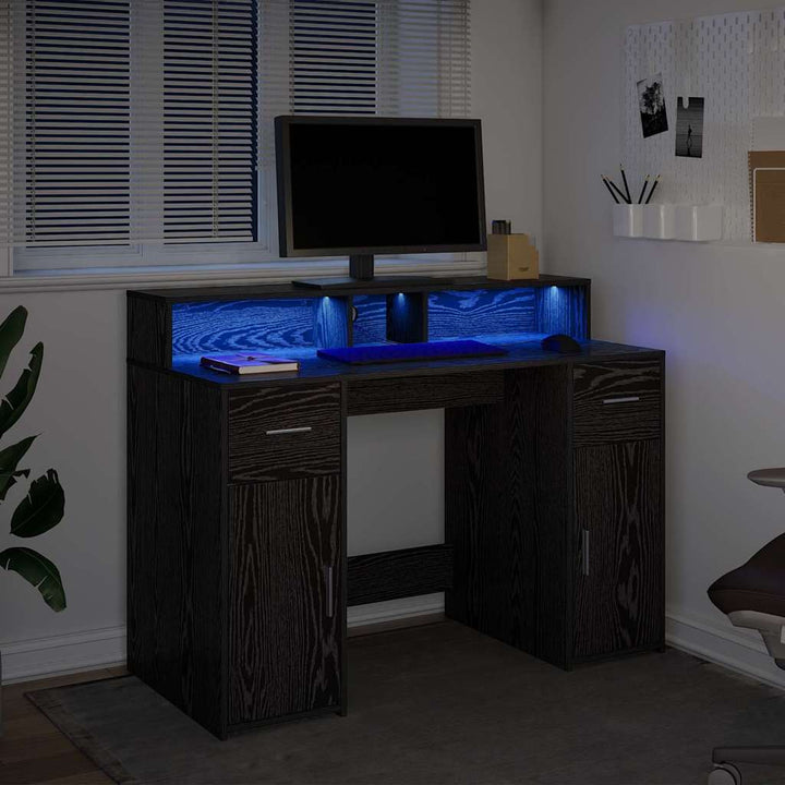 Bord med skuffe Sort eg 120 x 55 x 91 cm Konstrueret træ