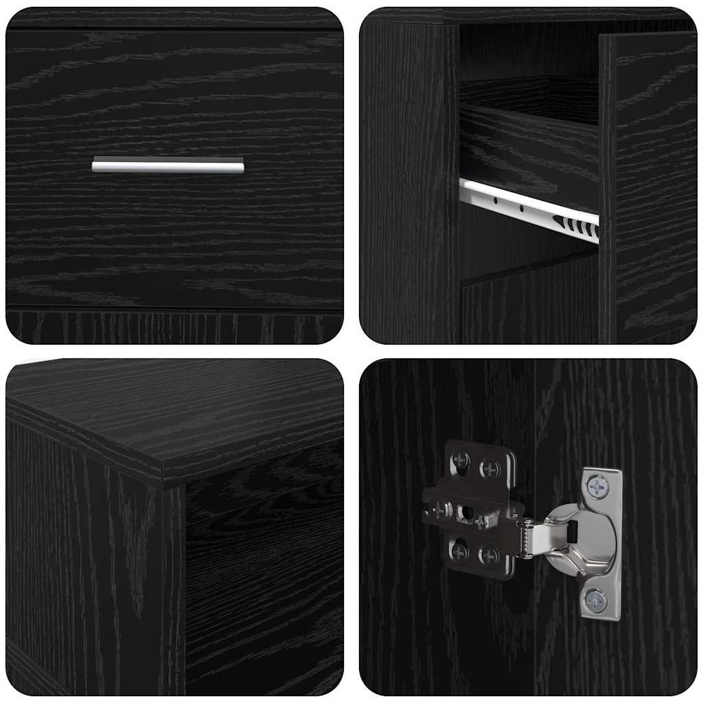 Bord med skuffe Sort eg 140 x 55 x 91 cm Konstrueret træ