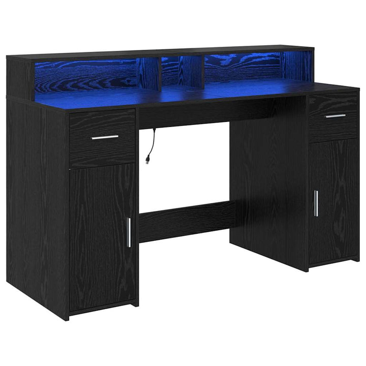 Bord med skuffe Sort eg 140 x 55 x 91 cm Konstrueret træ