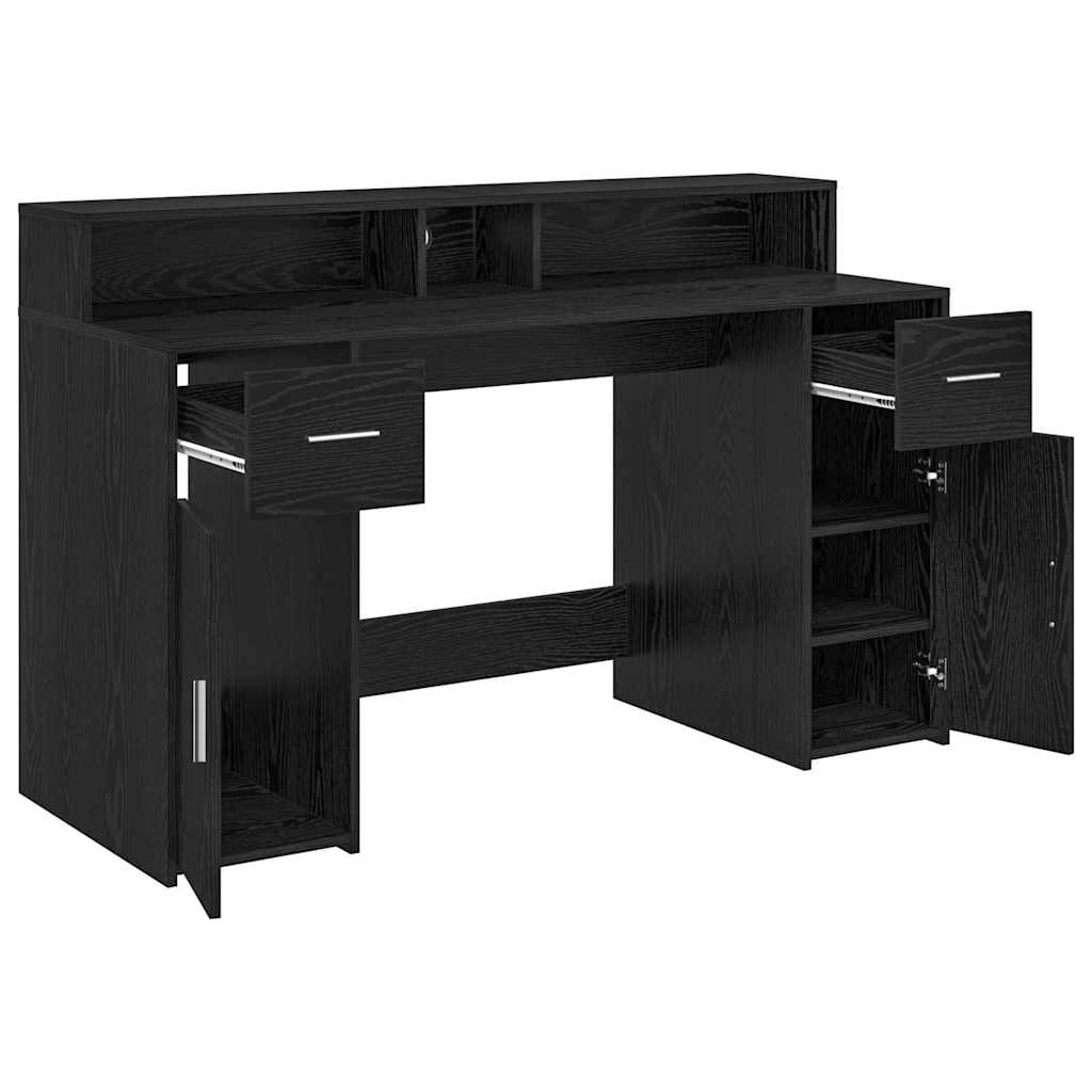 Bord med skuffe Sort eg 140 x 55 x 91 cm Konstrueret træ