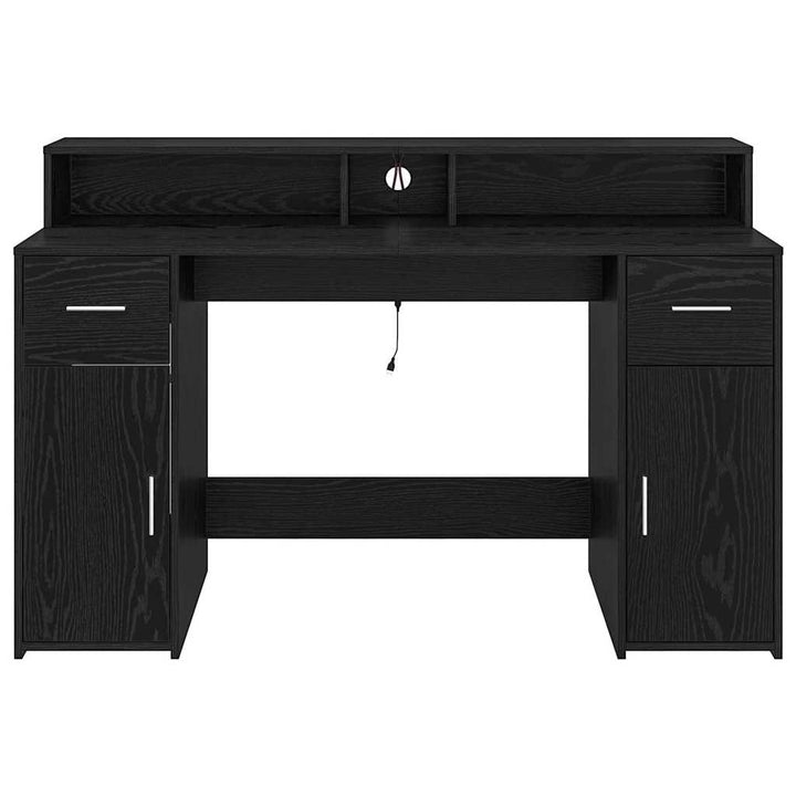 Bord med skuffe Sort eg 140 x 55 x 91 cm Konstrueret træ
