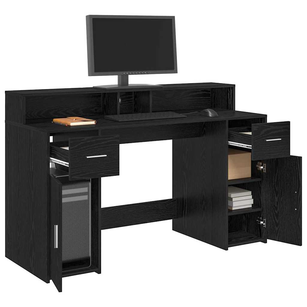 Bord med skuffe Sort eg 140 x 55 x 91 cm Konstrueret træ