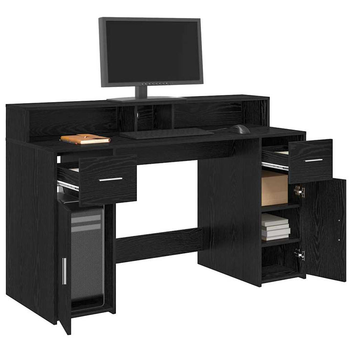 Bord med skuffe Sort eg 140 x 55 x 91 cm Konstrueret træ
