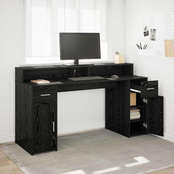 Bord med skuffe Sort eg 160 x 55 x 91 cm Konstrueret træ