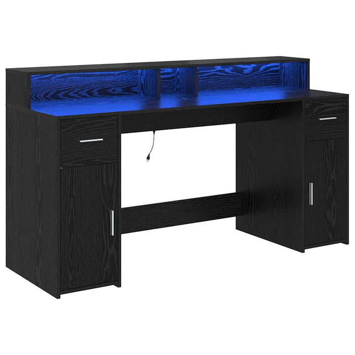 Bord med skuffe Sort eg 160 x 55 x 91 cm Konstrueret træ