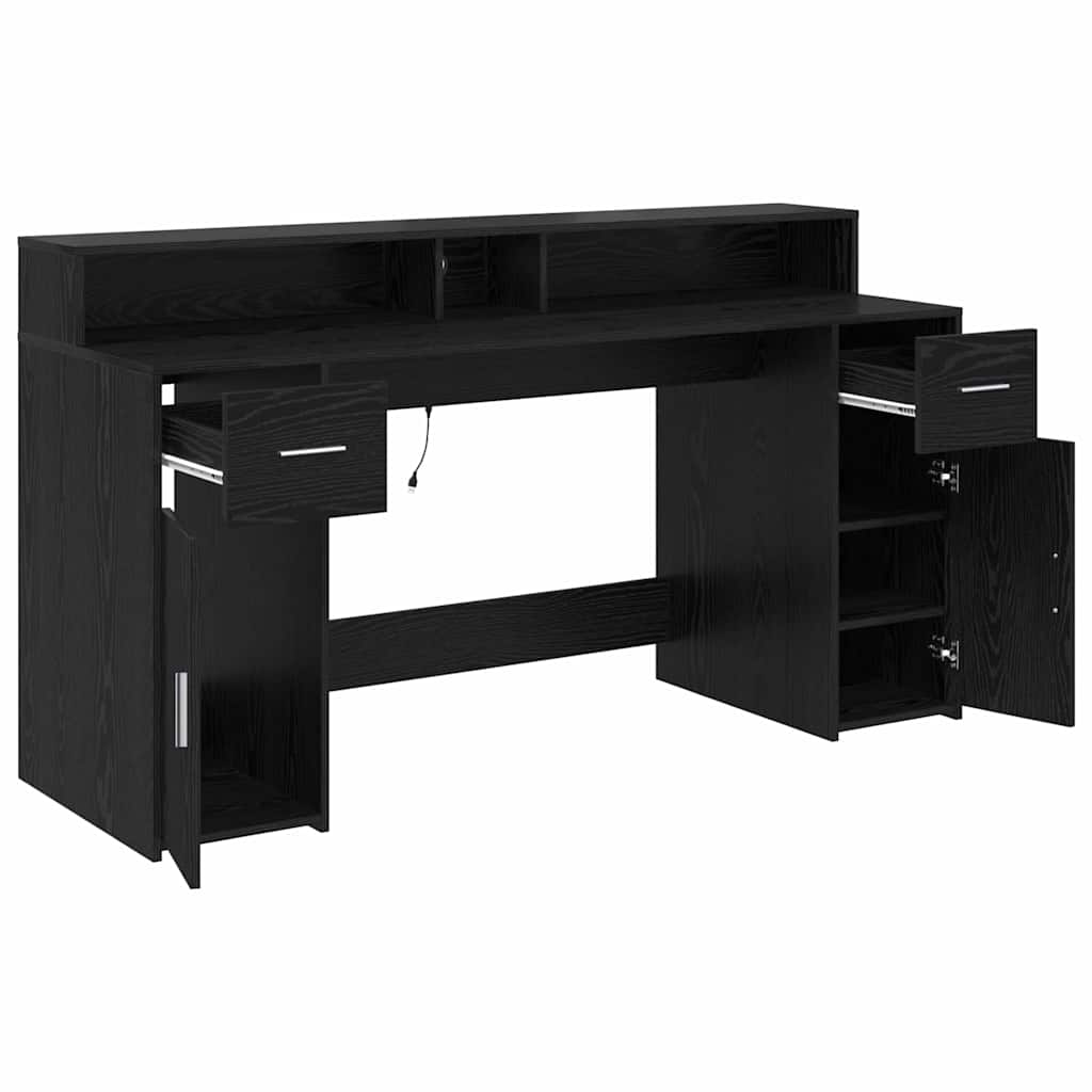 Bord med skuffe Sort eg 160 x 55 x 91 cm Konstrueret træ