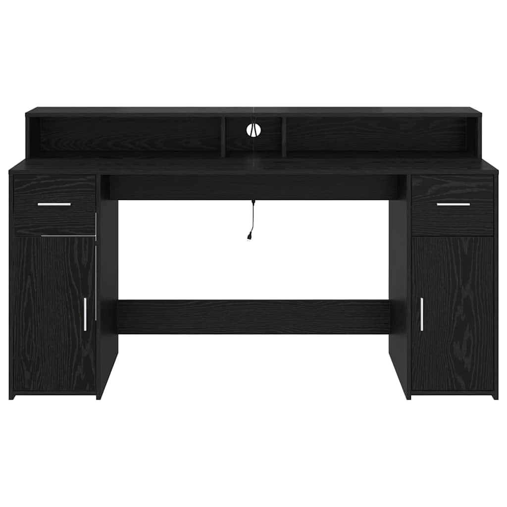 Bord med skuffe Sort eg 160 x 55 x 91 cm Konstrueret træ
