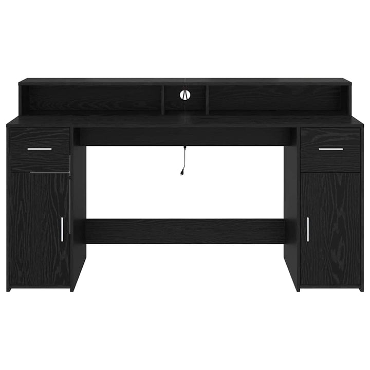Bord med skuffe Sort eg 160 x 55 x 91 cm Konstrueret træ