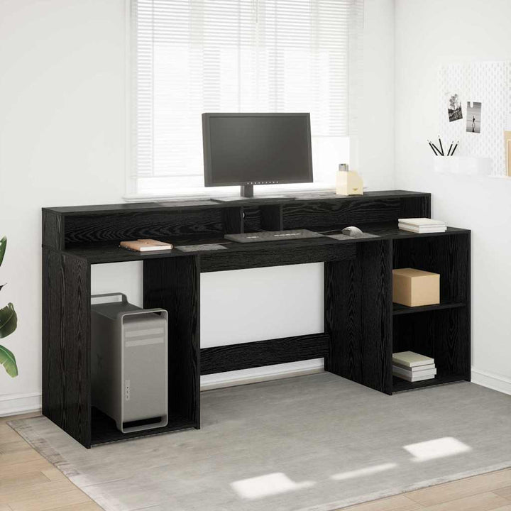 Bord med skuffe Sort eg 200 x 55 x 91 cm Konstrueret træ