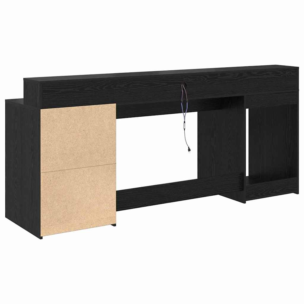 Bord med skuffe Sort eg 200 x 55 x 91 cm Konstrueret træ