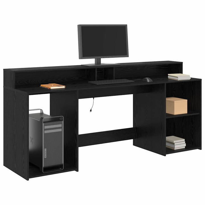 Bord med skuffe Sort eg 200 x 55 x 91 cm Konstrueret træ