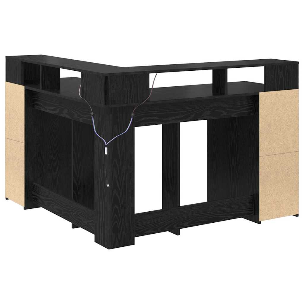 Bord med hylde Sort eg 130 x 130 x 91 cm Konstrueret træ