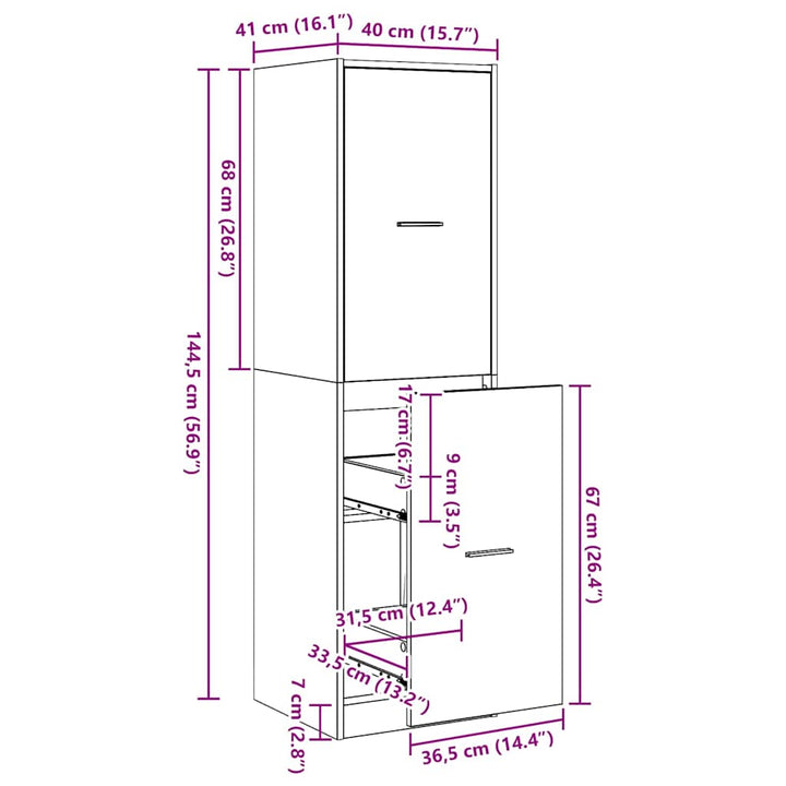 Apoteker Kabinet Sort eg 40 x 41 x 144.5 cm Konstrueret træ