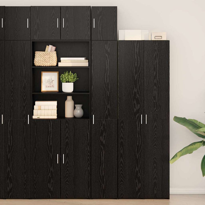 Slim opbevaringsskab Sort eg 30 x 42.5 x 225 cm Konstrueret træ