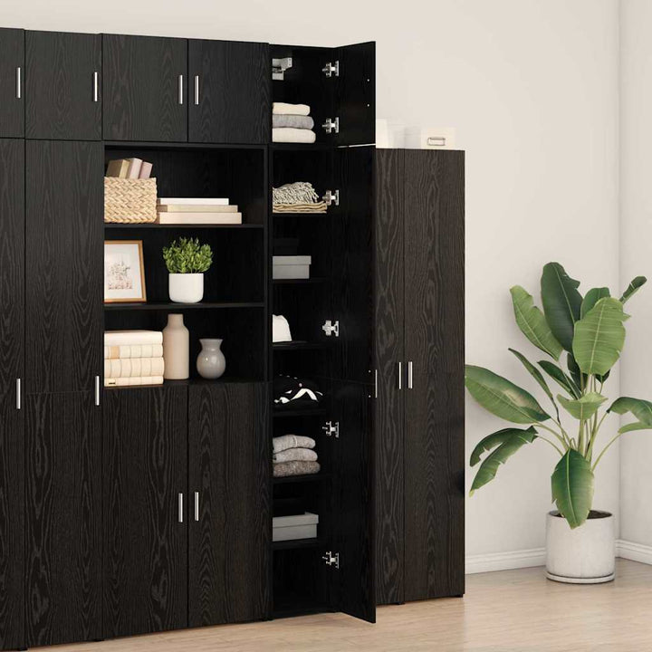 Slim opbevaringsskab Sort eg 30 x 42.5 x 225 cm Konstrueret træ