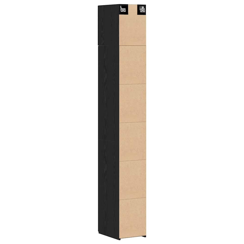 Slim opbevaringsskab Sort eg 30 x 42.5 x 225 cm Konstrueret træ