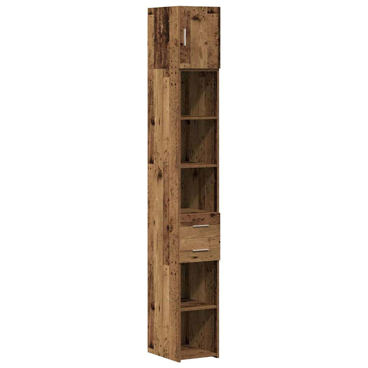 Slim opbevaringsskab med skuffe Gammelt træ 30 x 42.5 x 225 cm