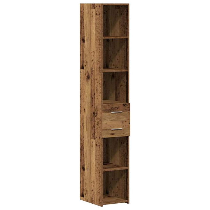 Slim opbevaringsskab med skuffe Gammelt træ 30 x 42.5 x 225 cm