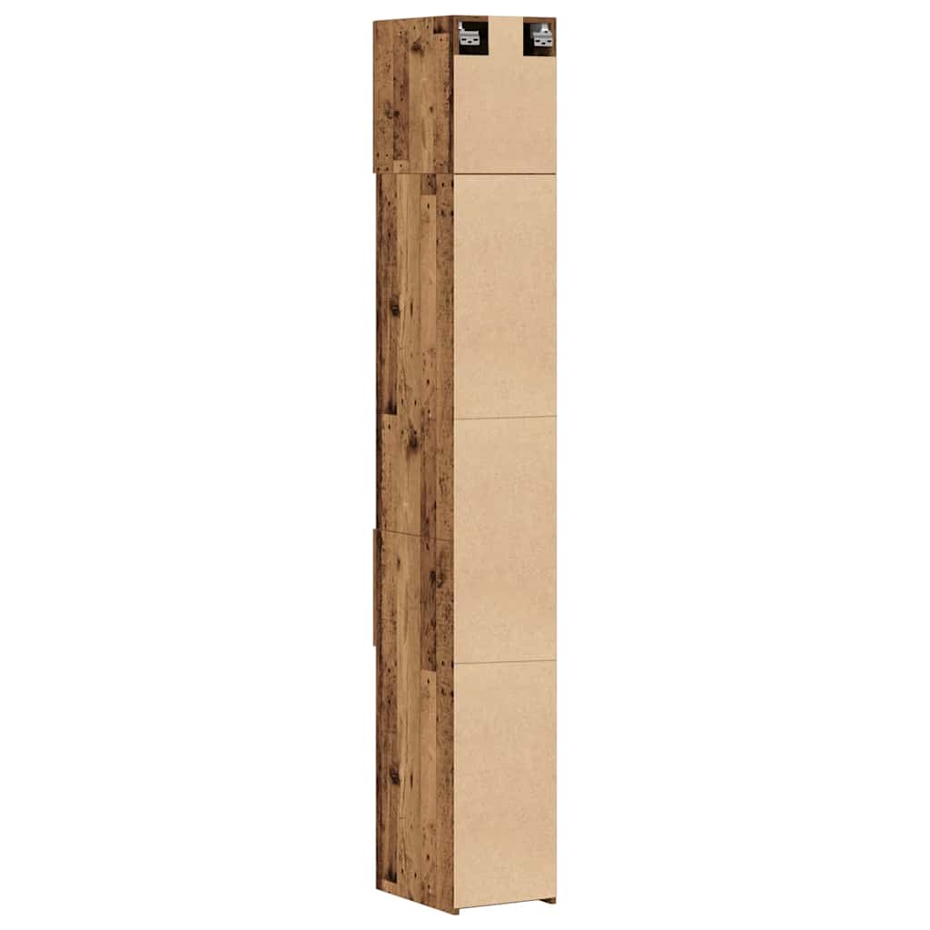 Slim opbevaringsskab med skuffe Gammelt træ 30 x 42.5 x 225 cm