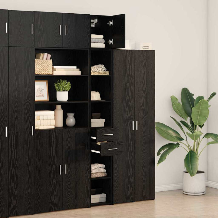Slim opbevaringsskab Sort eg 30 x 42.5 x 225 cm Konstrueret træ