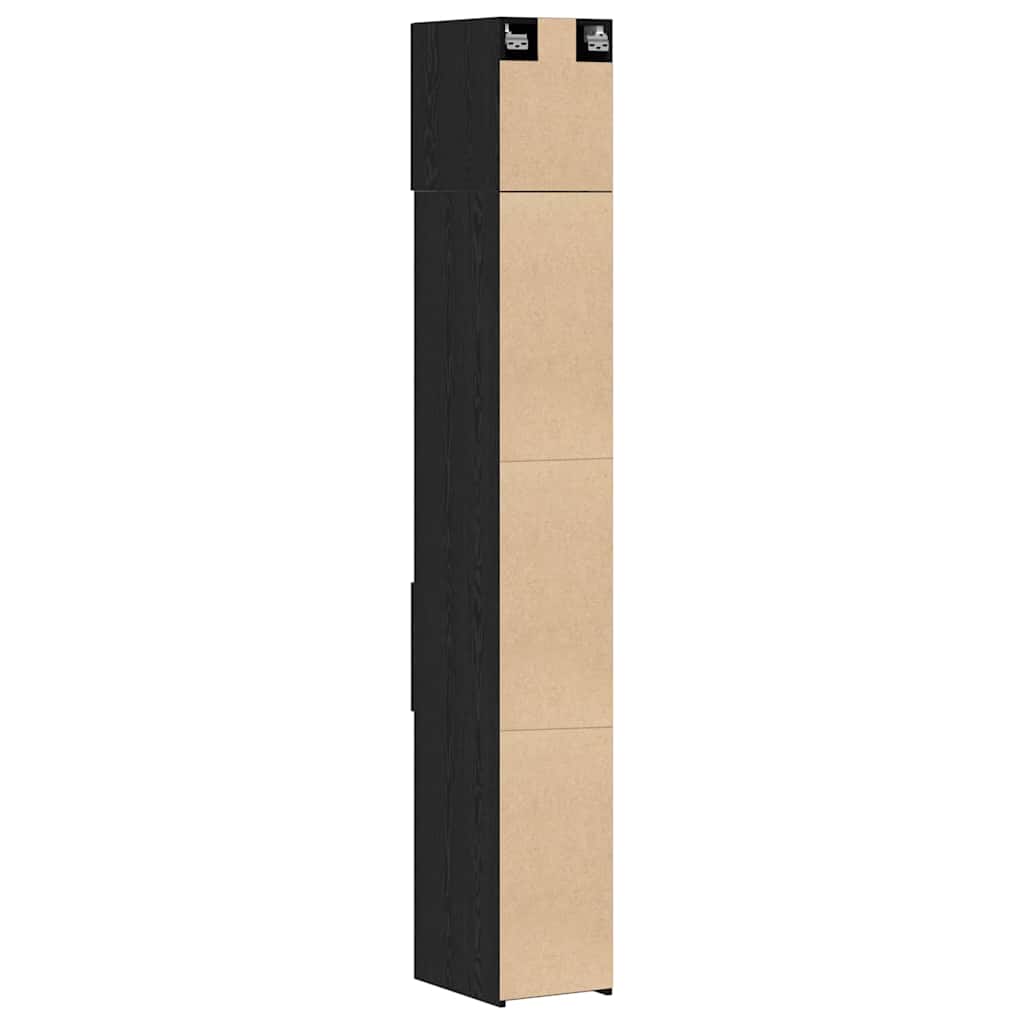 Slim opbevaringsskab Sort eg 30 x 42.5 x 225 cm Konstrueret træ