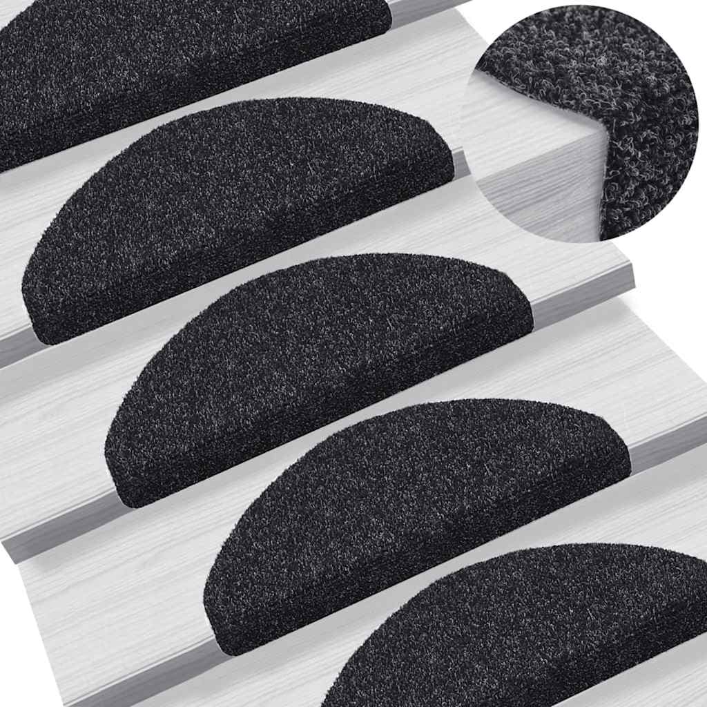 trappemåtter selvklæbende 30 stk. 65x21x4 cm sorte halvrunde store