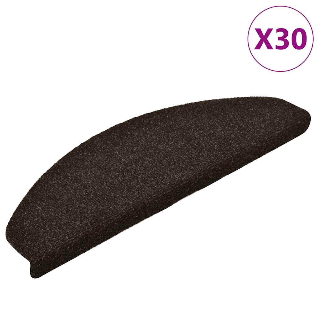 trappemåtter selvklæbende 30 stk. 65x21x4 cm mørkebrune halvrunde store