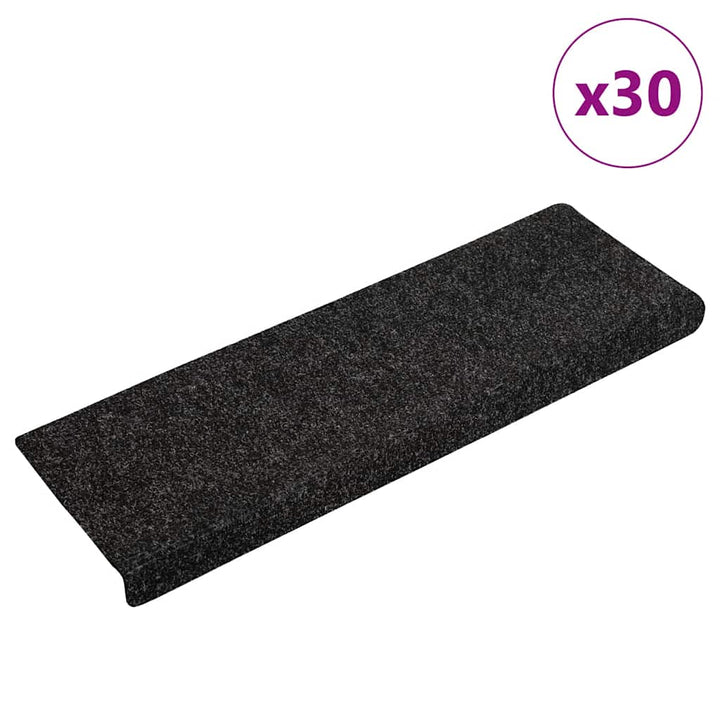 trappemåtter selvklæbende 30 stk. 65x21x4 cm sorte rektangulære kant