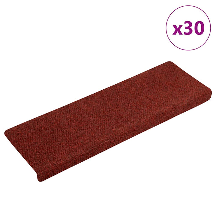 trappemåtter selvklæbende 30 stk. 65x21x4 cm bordeauxrød rektangulær kant