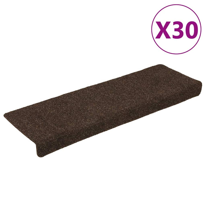 trappemåtter selvklæbende 30 stk. 65x21x4 cm brun rektangulær kant