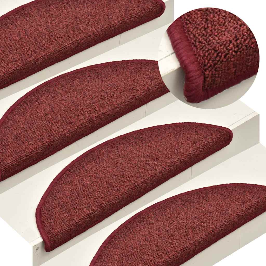 trappemåtter 30 stk. 56x17x3 cm bordeaux halvrund