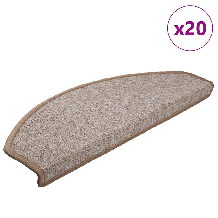 trappemåtter 20 stk. 65 x 24 x 4 cm lysebrune halvrunde store