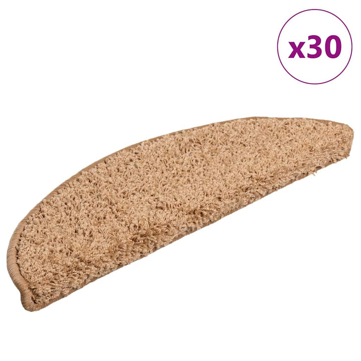 trappemåtter 30 stk. 56x17x3 cm beige halvrunde