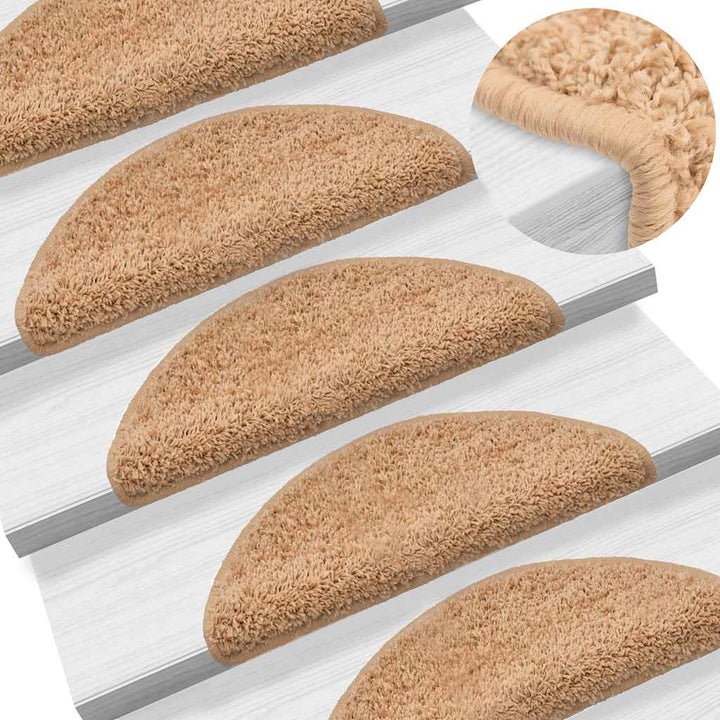 trappemåtter 30 stk. 56x17x3 cm beige halvrunde