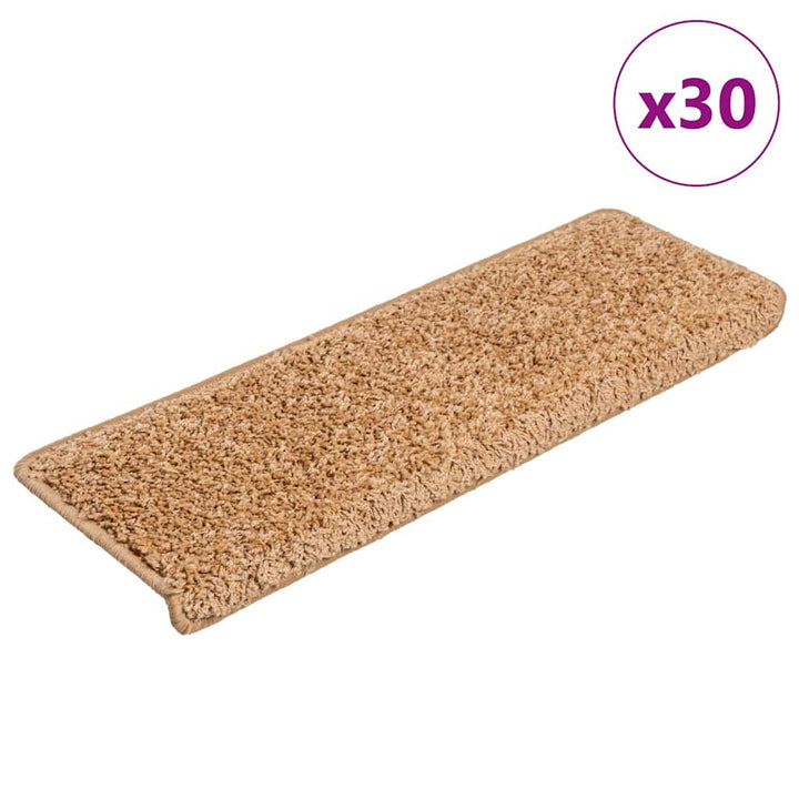 trappemåtter 30 stk. 65x21x4 cm beige rektangulær kant