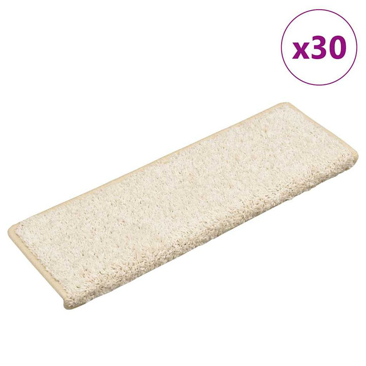trappemåtter 30 stk. 65x21x4 cm hvide rektangulære kant
