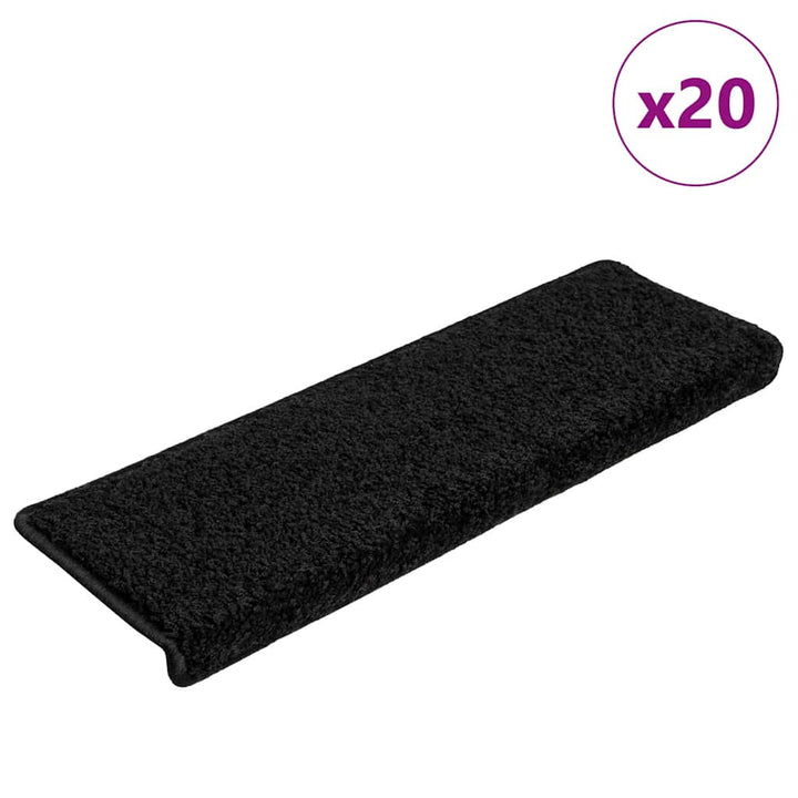 trappemåtter 20 stk. 65x21x4 cm sorte rektangulære kanter