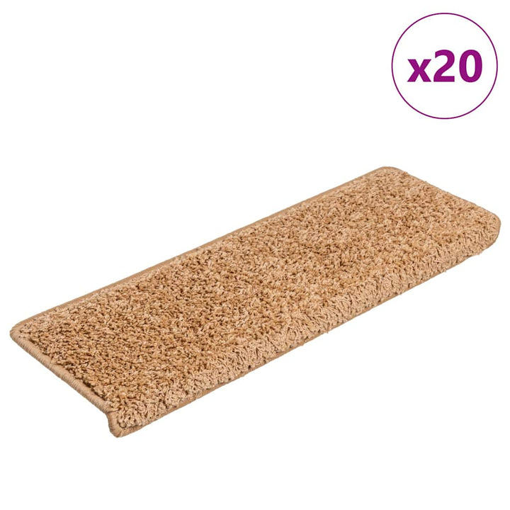 trappemåtter 20 stk. 65x21x4 cm beige rektangulær kant