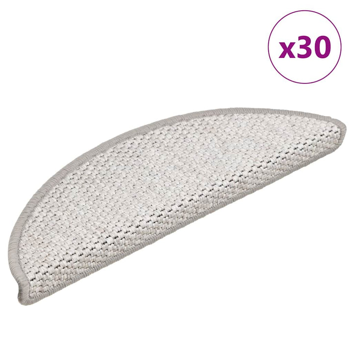 selvklæbende trappemåtter 30 stk. 56x17x3 cm sisal-look platina