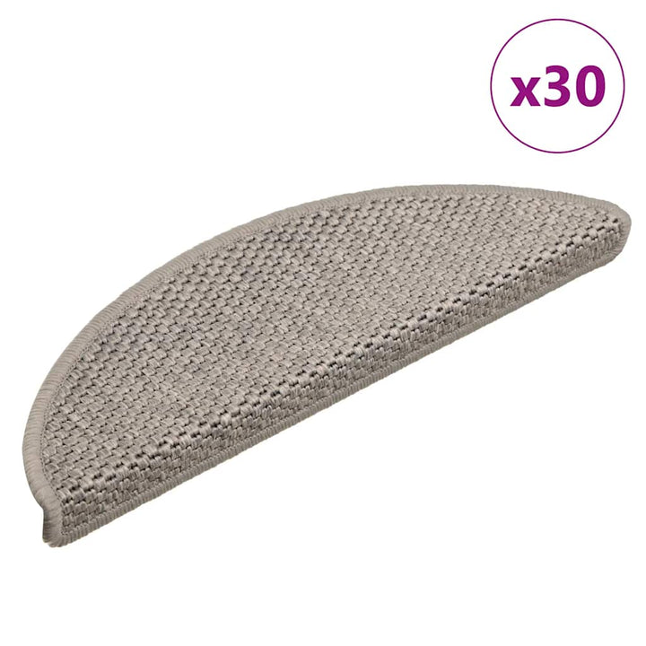 selvklæbende trappemåtter 30 stk. 56x17x3 cm sisal-look sølv