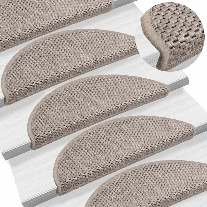 selvklæbende trappemåtter 30 stk. 56x17x3 cm sisal-look sølv