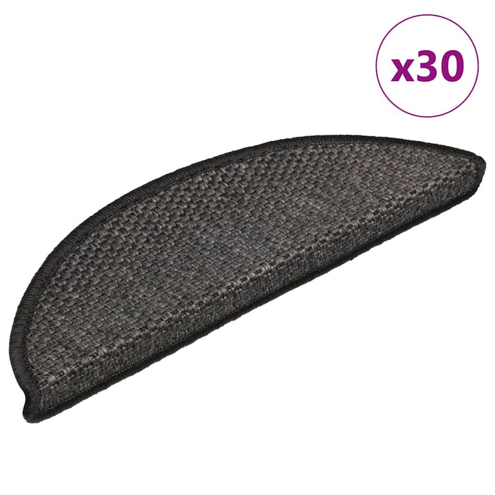 selvklæbende trappemåtter 30 stk. 56x17x3cm sisal-look antracit