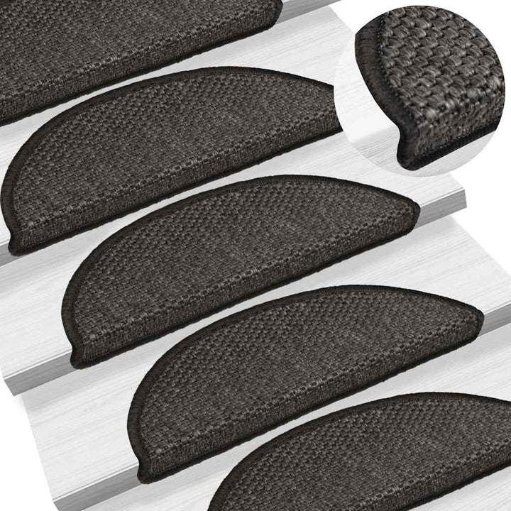 selvklæbende trappemåtter 30 stk. 56x17x3cm sisal-look antracit