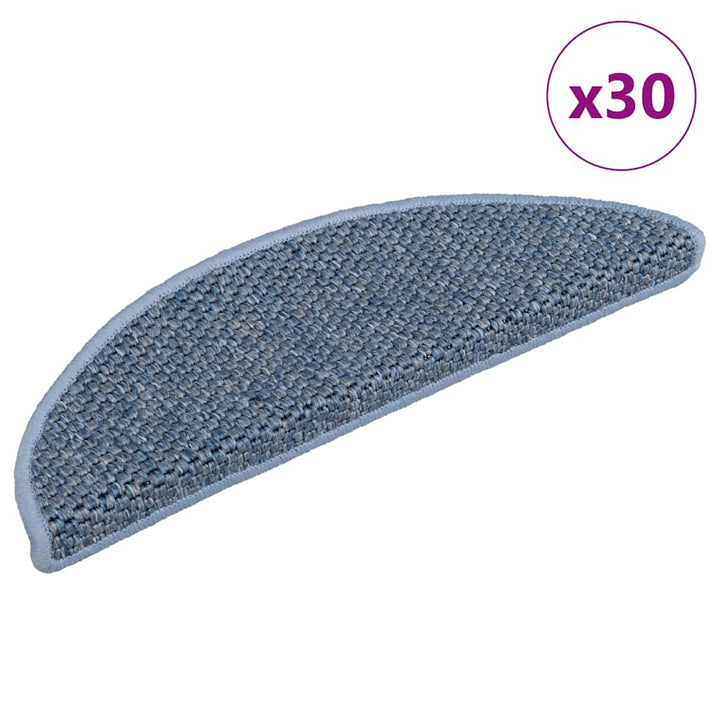selvklæbende trappemåtter 30 stk. 56x17x3 cm sisal-look blå